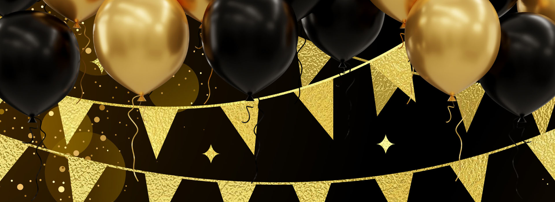 Black and gold balloons
